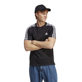 adidas T-Shirt Essential Single Jersey 3Stripes Uomo Nero | NonSoloSport