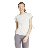 T-Shirt Donna Adidas Essentials Linear Cotton Beige | NonSoloSport