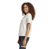T-Shirt Donna Adidas Essentials 3 Stripes Beige Bianco | NonSoloSport