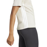 T-Shirt Donna Adidas Essentials 3 Stripes Beige Bianco | NonSoloSport