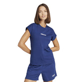 T-Shirt Donna Adidas Essentials Linear Cotton Blu | NonSoloSport