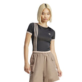 T-Shirt Donna Adidas Knitted 3-Stripes Nero | NonSoloSport