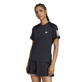 T-Shirt Donna Adidas Tennis Club 3 Stripes Climacool Nero | NonSoloSport