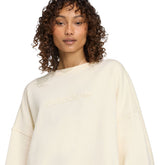 Felpa Donna Adidas Essentials Linear Oversized Bianco Panna | NonSoloSport