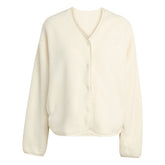 Cardigan Donna Adidas Future Icons 3-Stripes Fleece Beige | NonSoloSport
