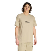 T-Shirt Uomo Adidas Essentials Linear Beige Nero | NonSoloSport