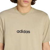 T-Shirt Uomo Adidas Essentials Linear Beige Nero | NonSoloSport