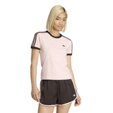 T-Shirt Donna Adidas Slim 3-Stripes Rosa Marrone | NonSoloSport