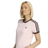 T-Shirt Donna Adidas Slim 3-Stripes Rosa Marrone | NonSoloSport