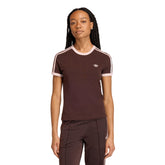 T-Shirt Donna Adidas 3 Stripes Aderente Marrone Rosa | NonSoloSport