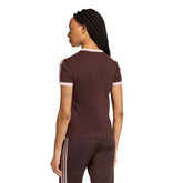 T-Shirt Donna Adidas 3 Stripes Aderente Marrone Rosa | NonSoloSport
