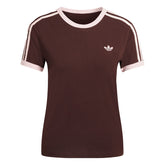 T-Shirt Donna Adidas 3 Stripes Aderente Marrone Rosa | NonSoloSport
