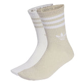 Calze Adidas 3 Stripes Glitter Crew 2 Pack Bianco Beige | NonSoloSport