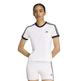 T-Shirt Donna Adidas 3 Stripes Slim Bianco Nero | NonSoloSport