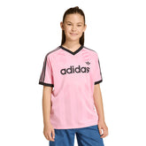 T-Shirt Ragazzo Adidas 3 Stripes Rosa Nero | NonSoloSport