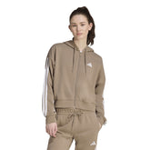 Felpa Donna Adidas Essentials 3 Stripes Beige Bianco | NonSoloSport