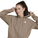 Felpa Donna Adidas Essentials 3 Stripes Beige Bianco | NonSoloSport