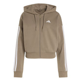Felpa Donna Adidas Essentials 3 Stripes Beige Bianco | NonSoloSport