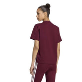 T-Shirt Donna Adidas Essentials 3 Stripes Bordeaux Bianco | NonSoloSport