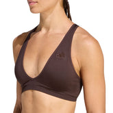 Bra Donna Adidas Workout Essentials Knit Light Support Marrone | NonSoloSport