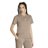 T-Shirt Donna Adidas Essentials 3 Stripes Beige | NonSoloSport