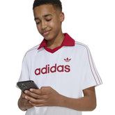 Polo Ragazzo Adidas Loose Pinstripe Bianco Rosso | NonSoloSport