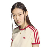 T-Shirt Donna Adidas 3 Stripes Beige Rosso | NonSoloSport