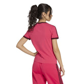 T-Shirt Donna Adidas 3 Stripes Rosa Bordeaux | NonSoloSport