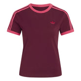 T-Shirt Donna Adidas 3 Stripes Bordeaux Rosa | NonSoloSport