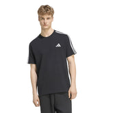 T-Shirt Uomo Adidas Essentials 3 Stripes Nero Bianco | NonSoloSport