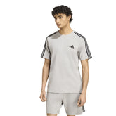 T-Shirt Uomo Adidas Essentials 3 Stripes Grigio Nero | NonSoloSport