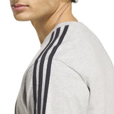 T-Shirt Uomo Adidas Essentials 3 Stripes Grigio Nero | NonSoloSport