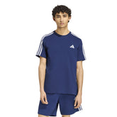 T-Shirt Uomo Adidas Essentials 3 Stripes Blu Scuro Bianco | NonSoloSport