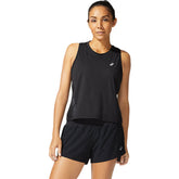 Asics Canotta Smsb Run Tank Donna Nero Grigio | NonSoloSport