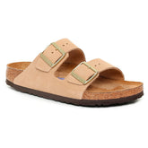 Ciabatta Donna Birkenstock Arizona Plantare Morbido Pelle Nubuck Beige | NonSoloSport