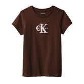 T-Shirt Bambina Calvin Klein Monologo Marrone | NonSoloSport