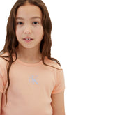 T-Shirt Ragazzo Calvin Klein Monologo Rosa Pesca | NonSoloSport