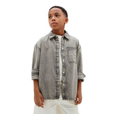 Camicia Ragazzo Calvin Klein Denim Stone Grigio | NonSoloSport