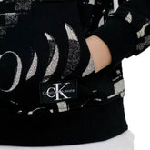 Felpa Uomo Calvin Klein Fleece Cappuccio Aop Logo Nero Beige | NonSoloSport