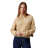 Maglione Donna Calvin Klein Costine Monogramma Cachi | NonSoloSport