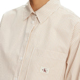 Camicia Crop Donna Calvin Klein Popeline Righe Bianco Beige | NonSoloSport