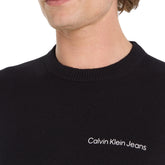 Maglione Uomo Calvin Klein Girocollo Cotone Logo Institutional Nero | NonSoloSport