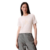 Maglione Manica Corta Donna Calvin Klein Monologo Bianco | NonSoloSport