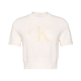 Maglione Manica Corta Donna Calvin Klein Monologo Bianco | NonSoloSport