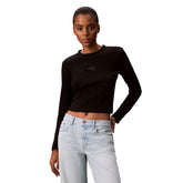 Maglietta Donna Calvin Klein Monogram Baby Tee Nero | NonSoloSport