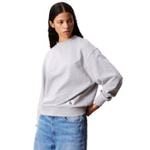 Felpa Donna Calvin Klein Badge Logo Terry Crew Grigio | NonSoloSport
