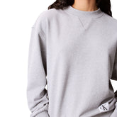 Felpa Donna Calvin Klein Badge Logo Terry Crew Grigio | NonSoloSport