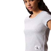 T-shirt Donna Calvin Klein Woven Label Baby Tee Grigio | NonSoloSport