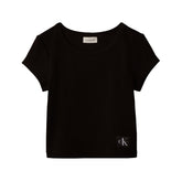 T-shirt Donna Calvin Klein Woven Label Rib Baby Tee Nero | NonSoloSport