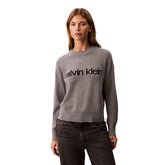 Maglione Donna Calvin Klein Cotton Graphic Grigio | NonSoloSport